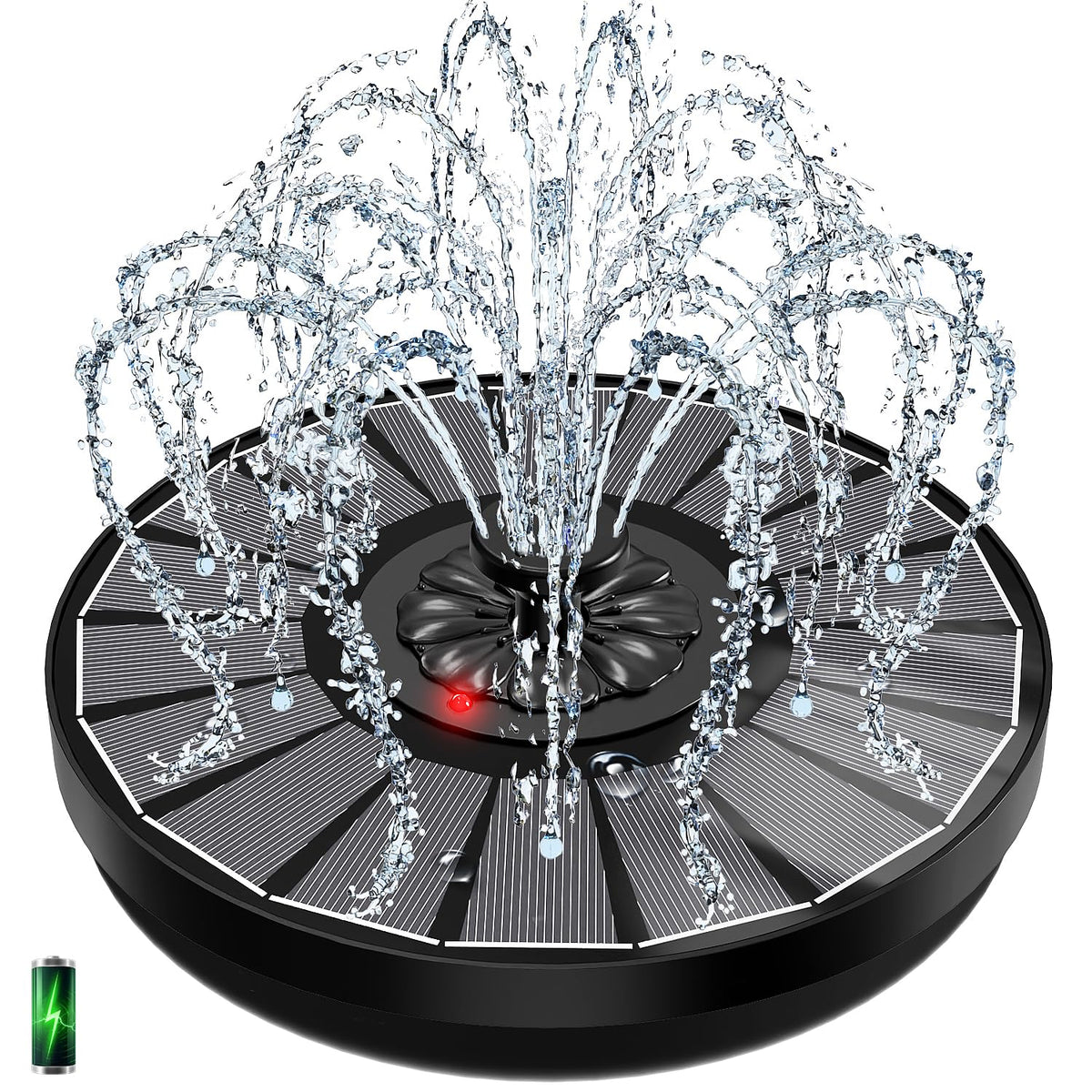 Yzert Solar Fountain with glass design and black finish