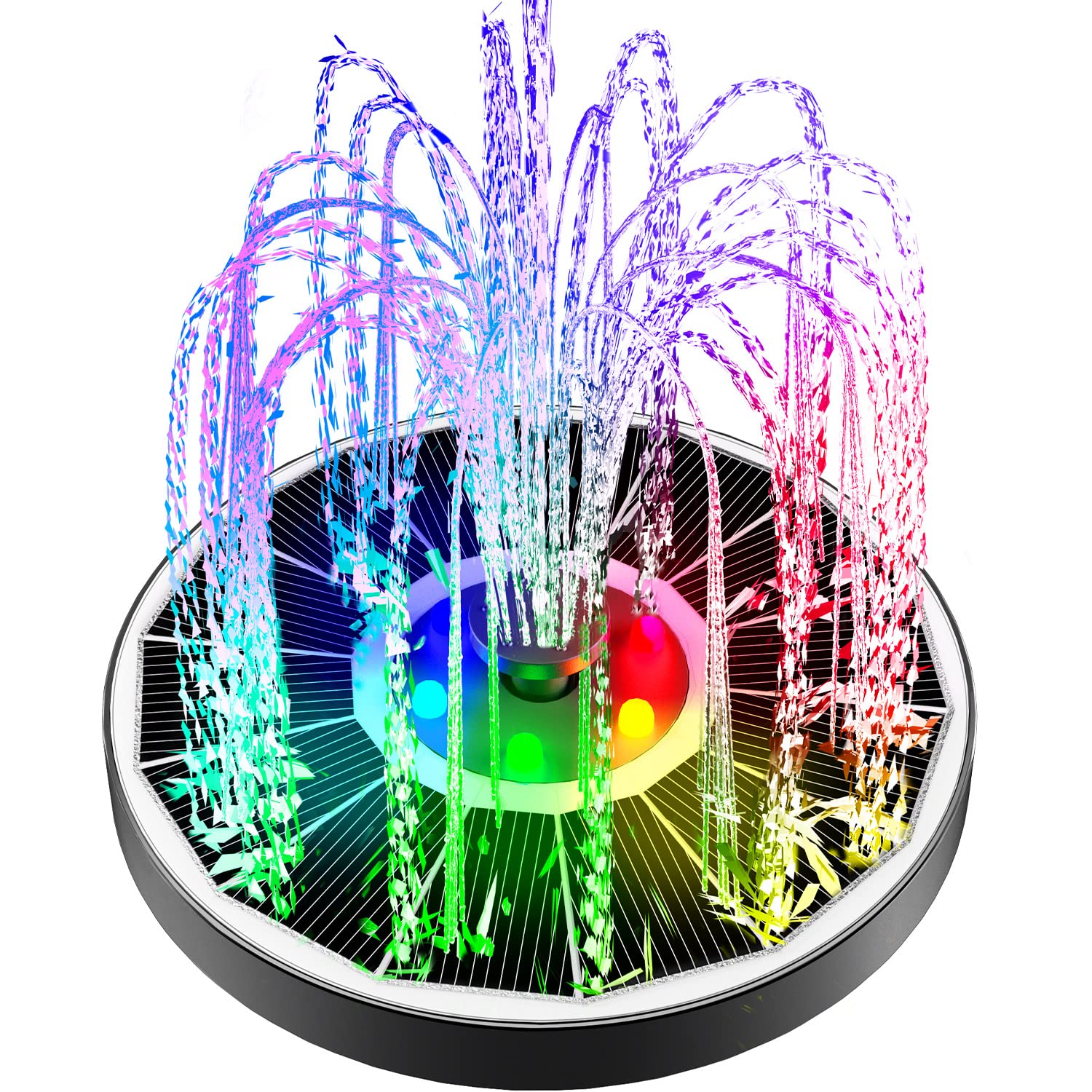 Yzert Solar Fountain with glass panel and colorful lights