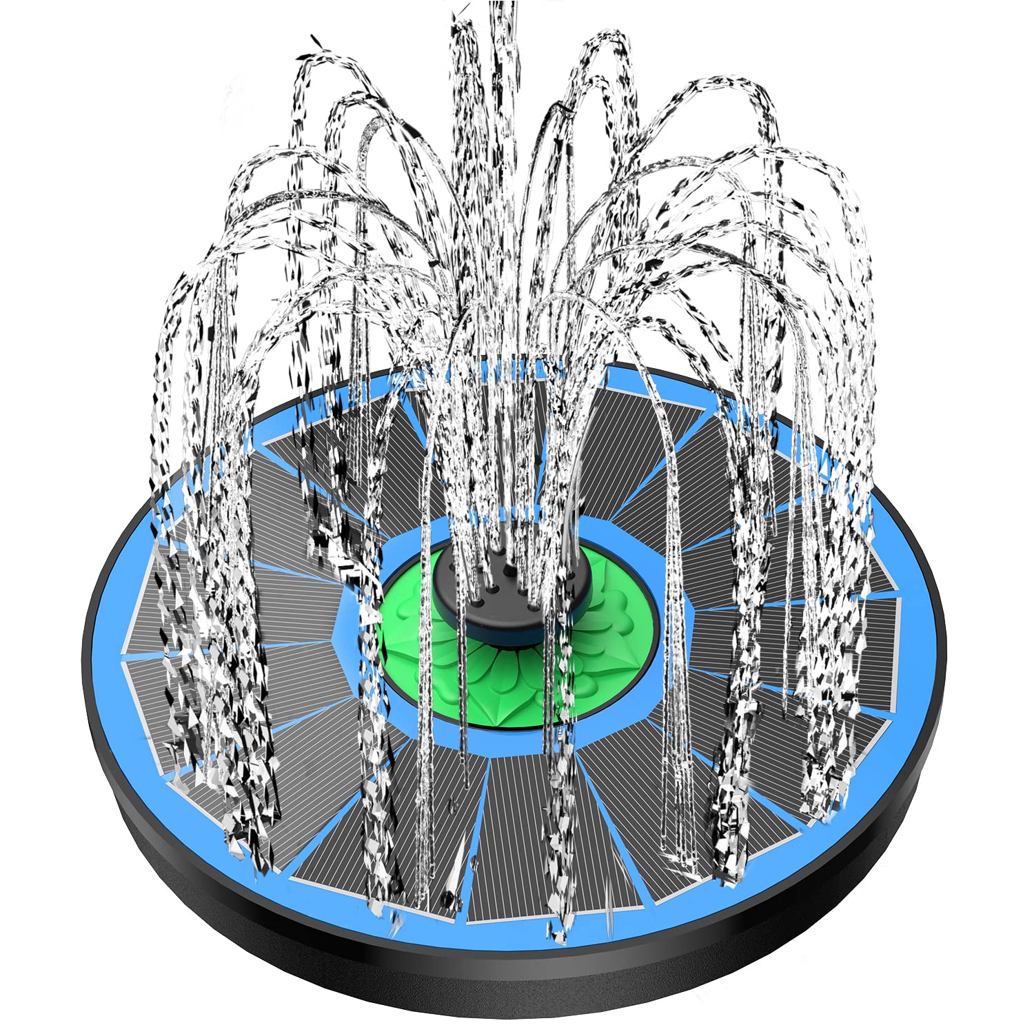 Yzert Solar Fountain with green flower design and glass panel