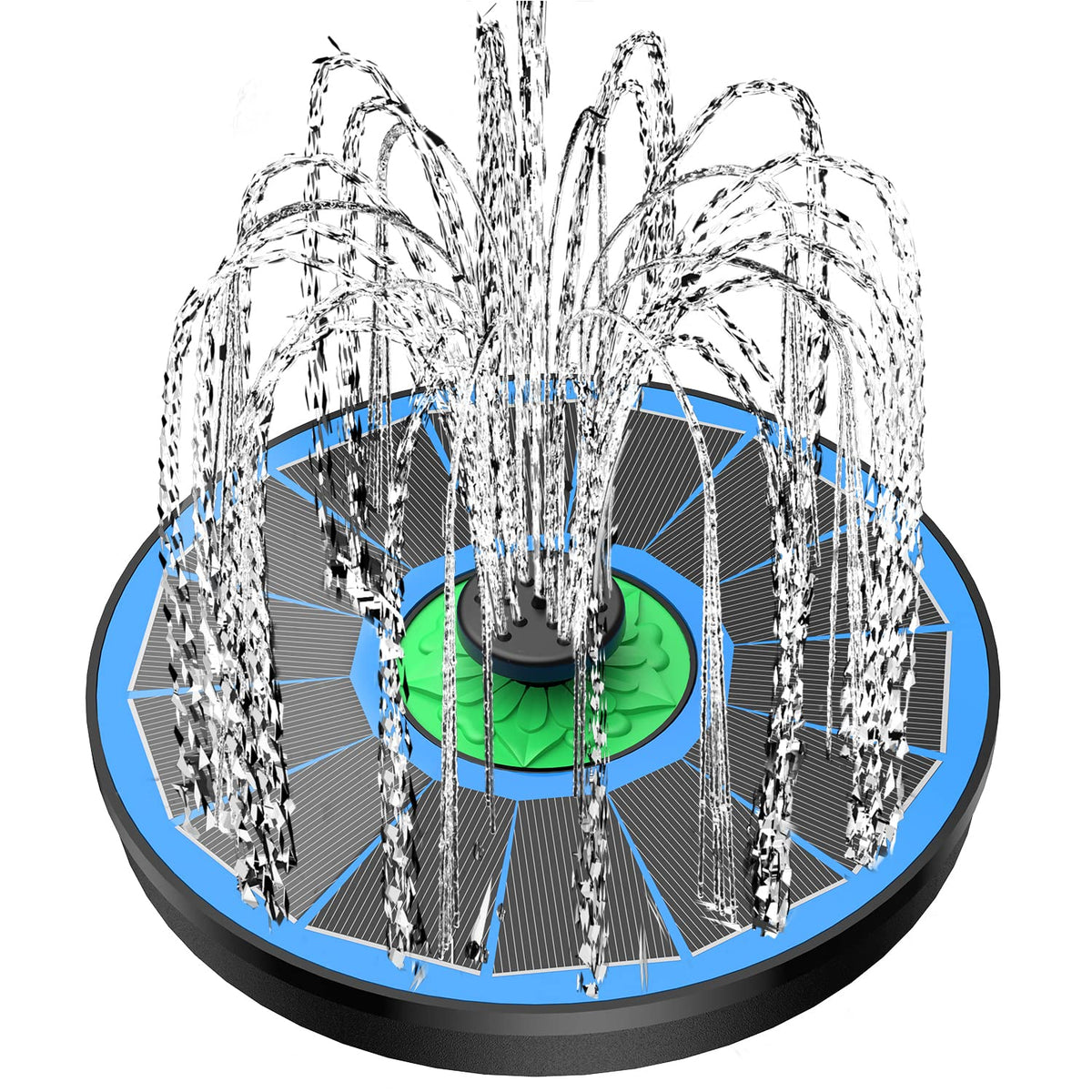 Yzert Solar Fountain with green flower design and glass panel
