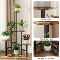 Yzosvki Corner Plant Stand with decorative items and plants