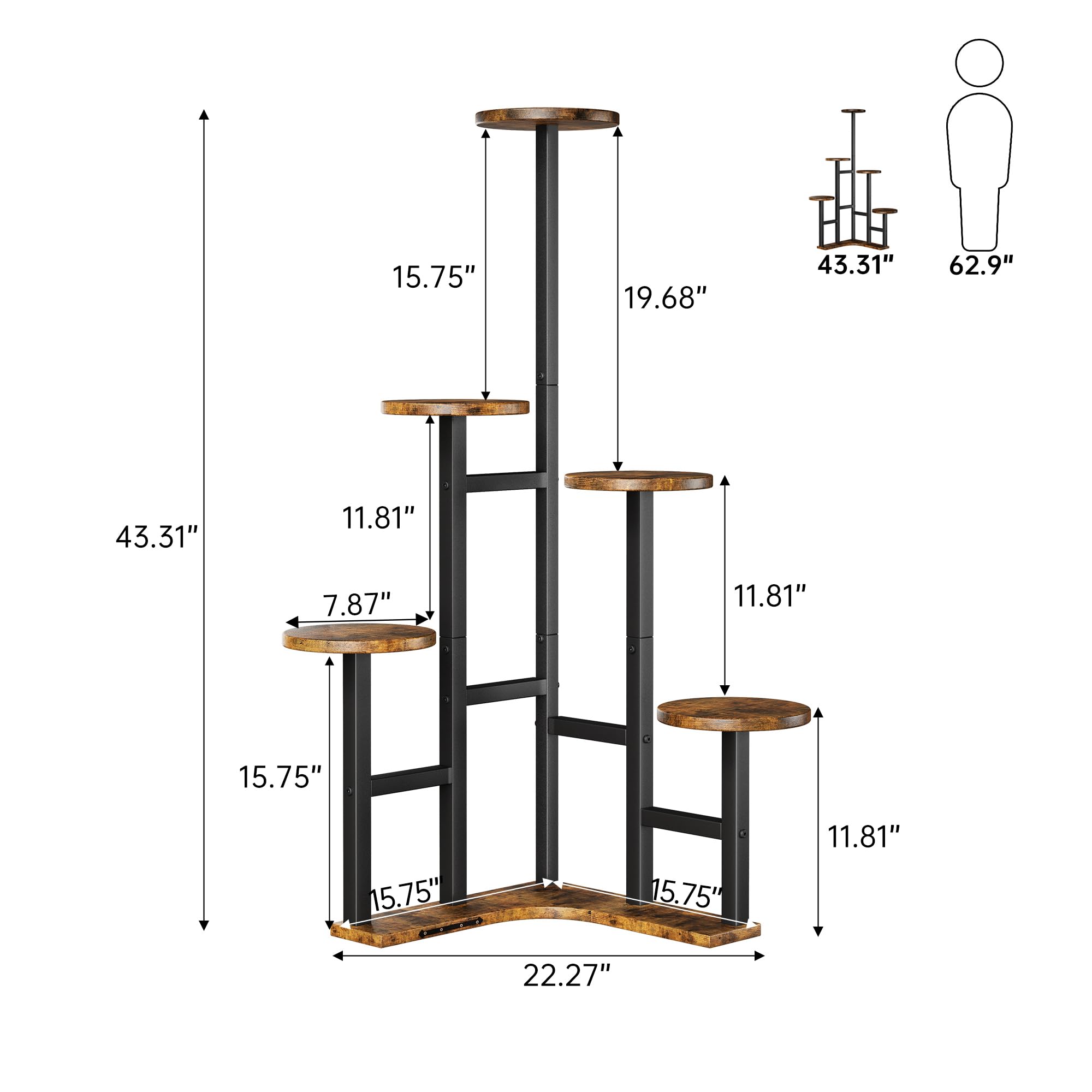 Yzosvki plant stand with various indoor plants displayed