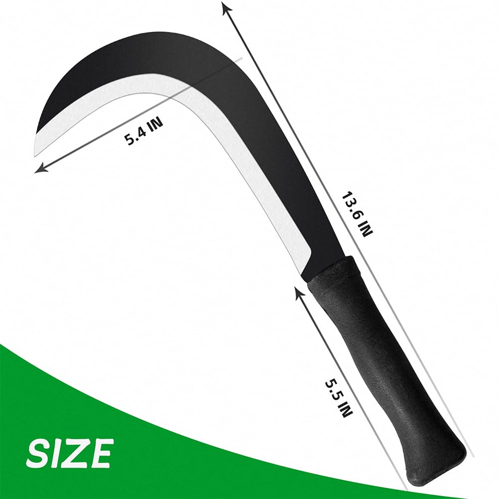 Z & G Billhook Sickle Machete displayed with gardening tools