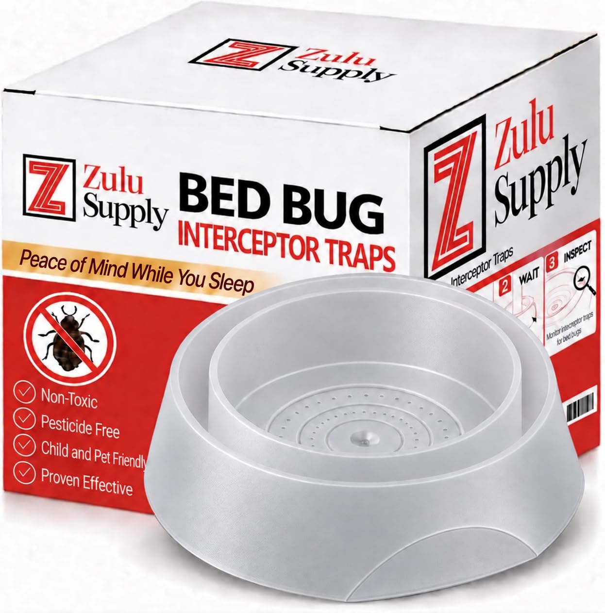 Z Zulu Supply Bed Bug Interceptors clear design front view