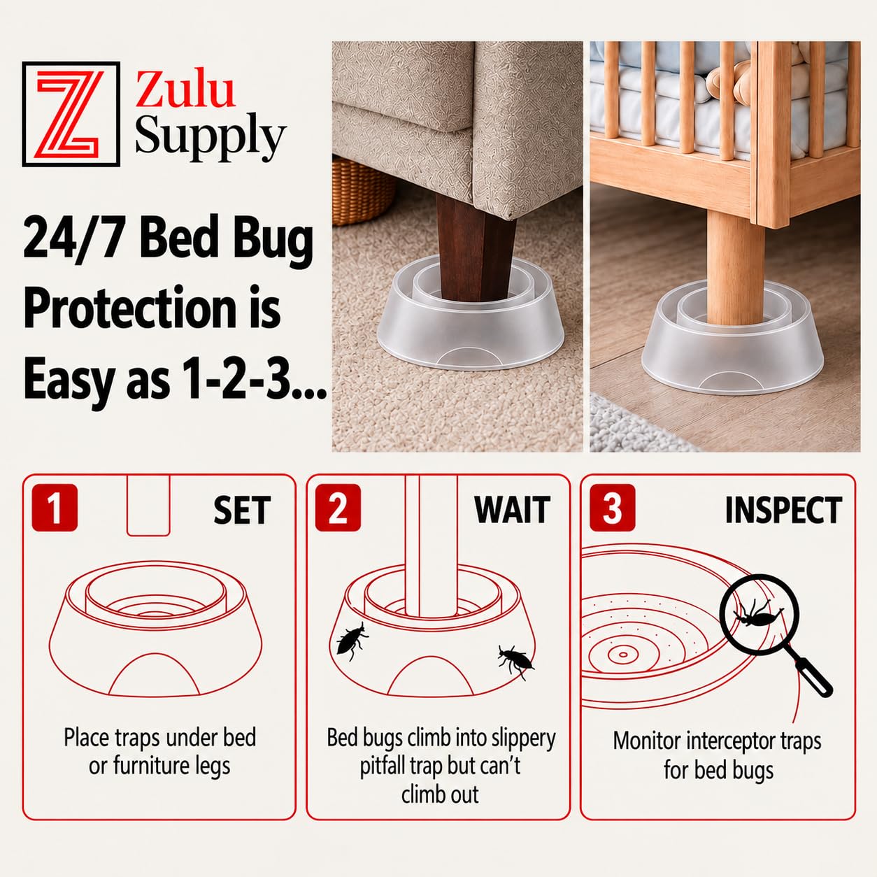 Z Zulu Supply Bed Bug Interceptors packaging