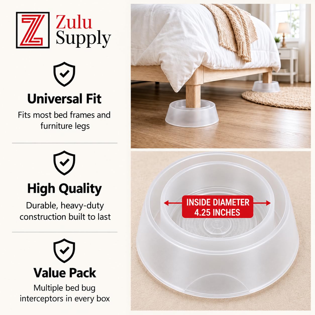 Z Zulu Supply Bed Bug Interceptors under furniture leg