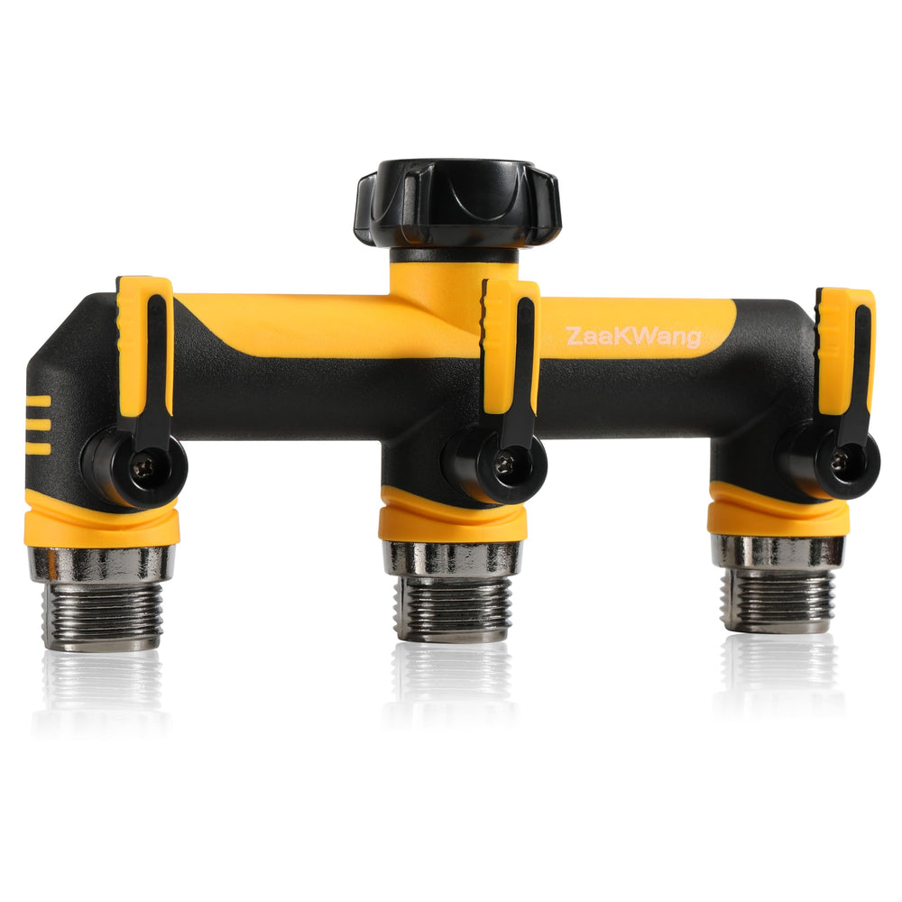 ZaakWang 3-Way Hose Splitter dark yellow model front view