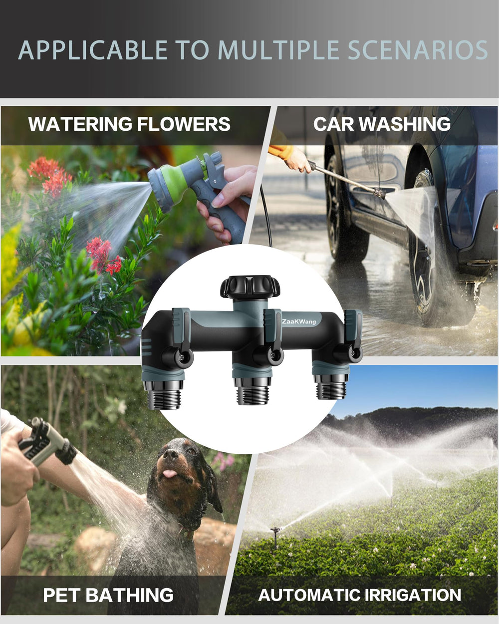 ZaakWang 3-way hose splitter with gaskets and waterproof tape