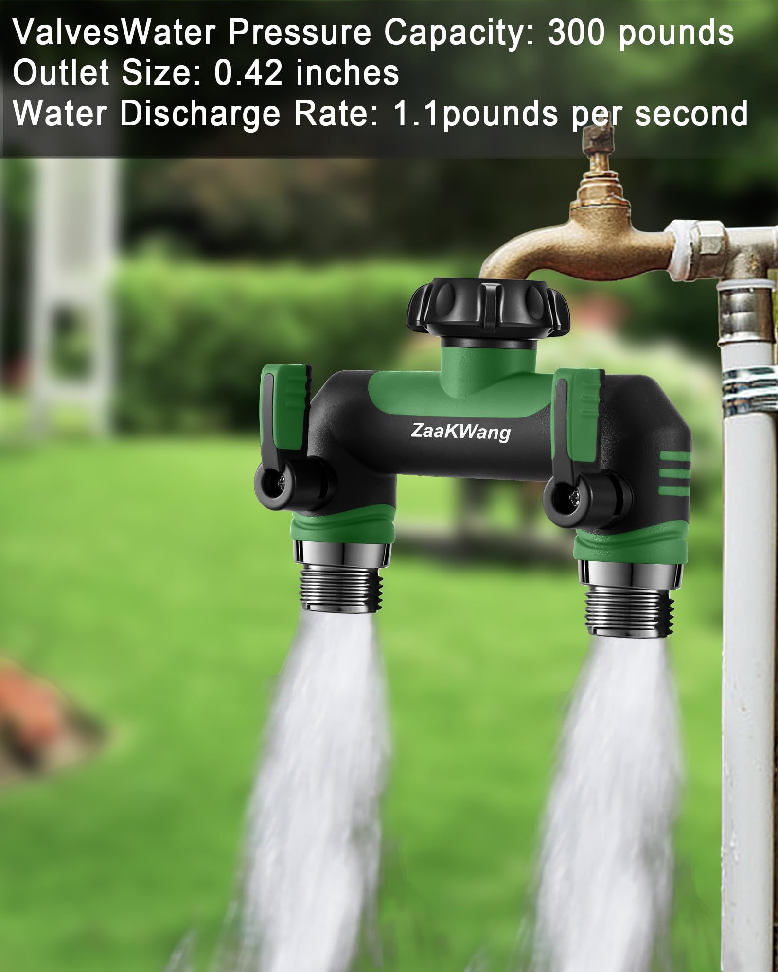 ZaakWang Garden Hose Splitter 2 Way with hoses connected