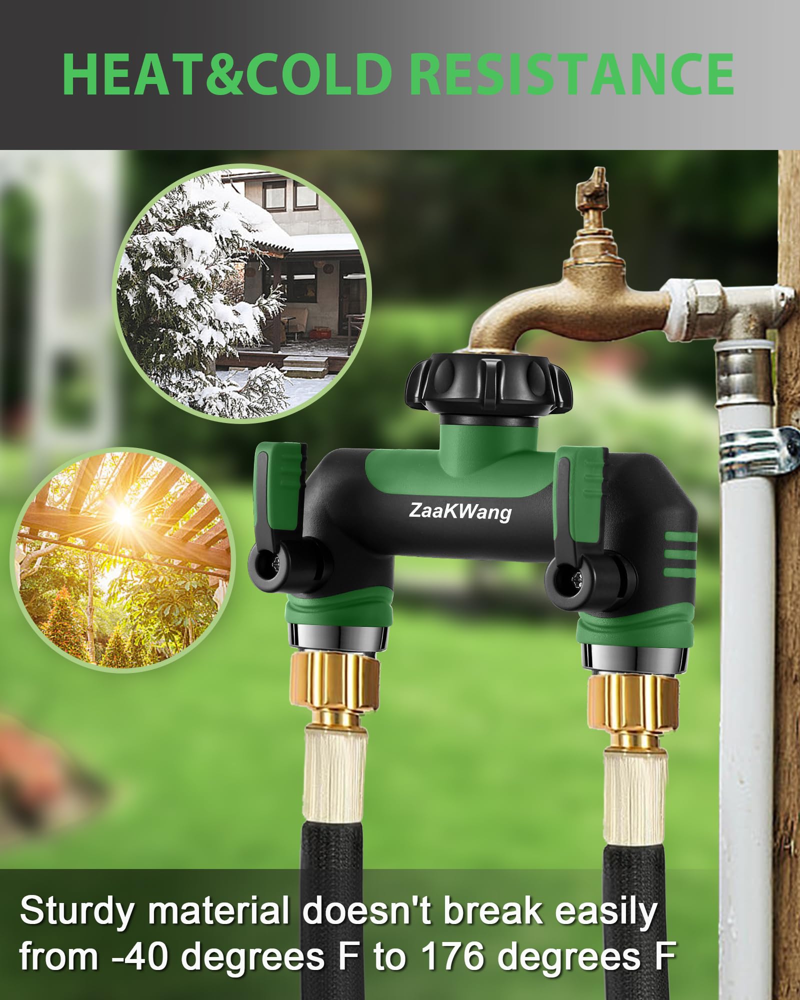 ZaakWang Garden Hose Splitter 2 Way with packaging