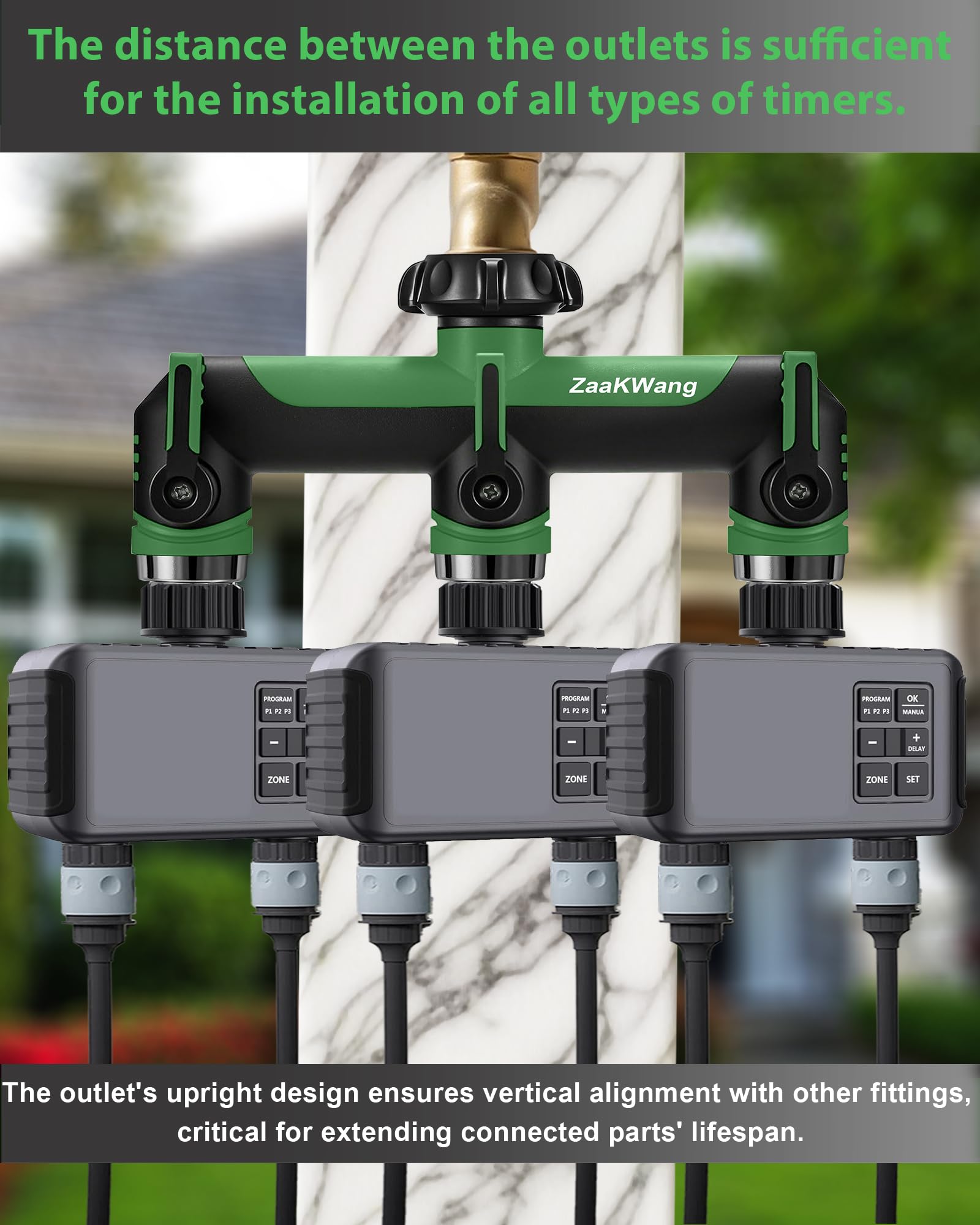 ZaakWang Garden Hose Splitter 3 Way complete kit with parts