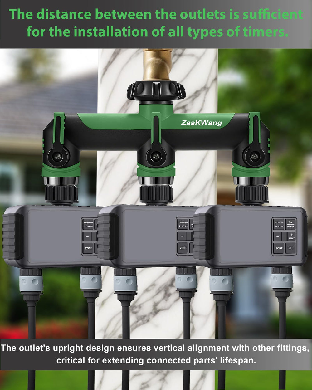 ZaakWang Garden Hose Splitter 3 Way complete kit with parts