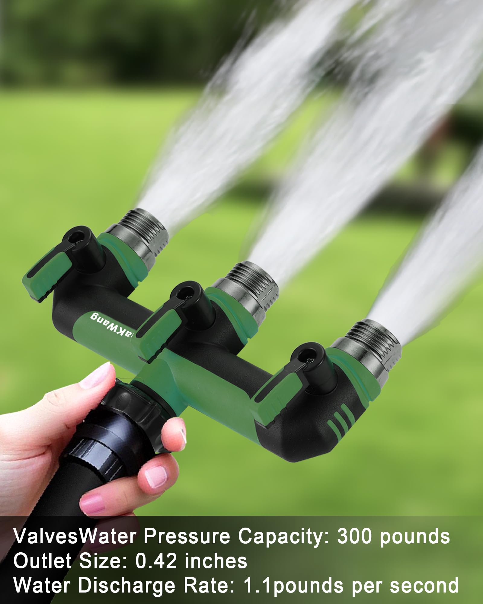 ZaakWang Garden Hose Splitter 3 Way in use with multiple hoses