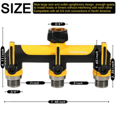 ZaakWang heavy duty hose splitter side view with extended handles