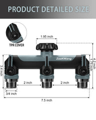 ZaakWang hose splitter with three outlets and ergonomic handle