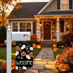 ZAEW Halloween Garden Flag displayed in garden setting