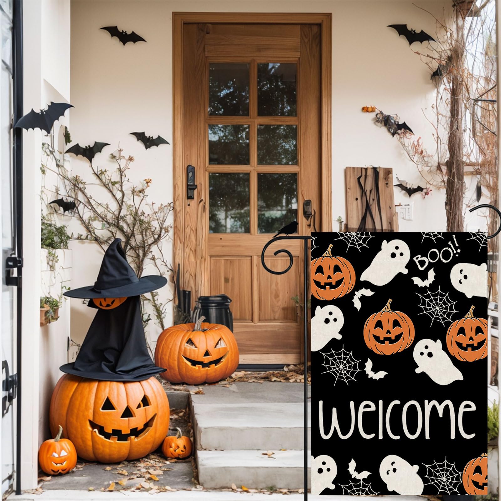ZAEW Halloween Garden Flag vibrant colour detail