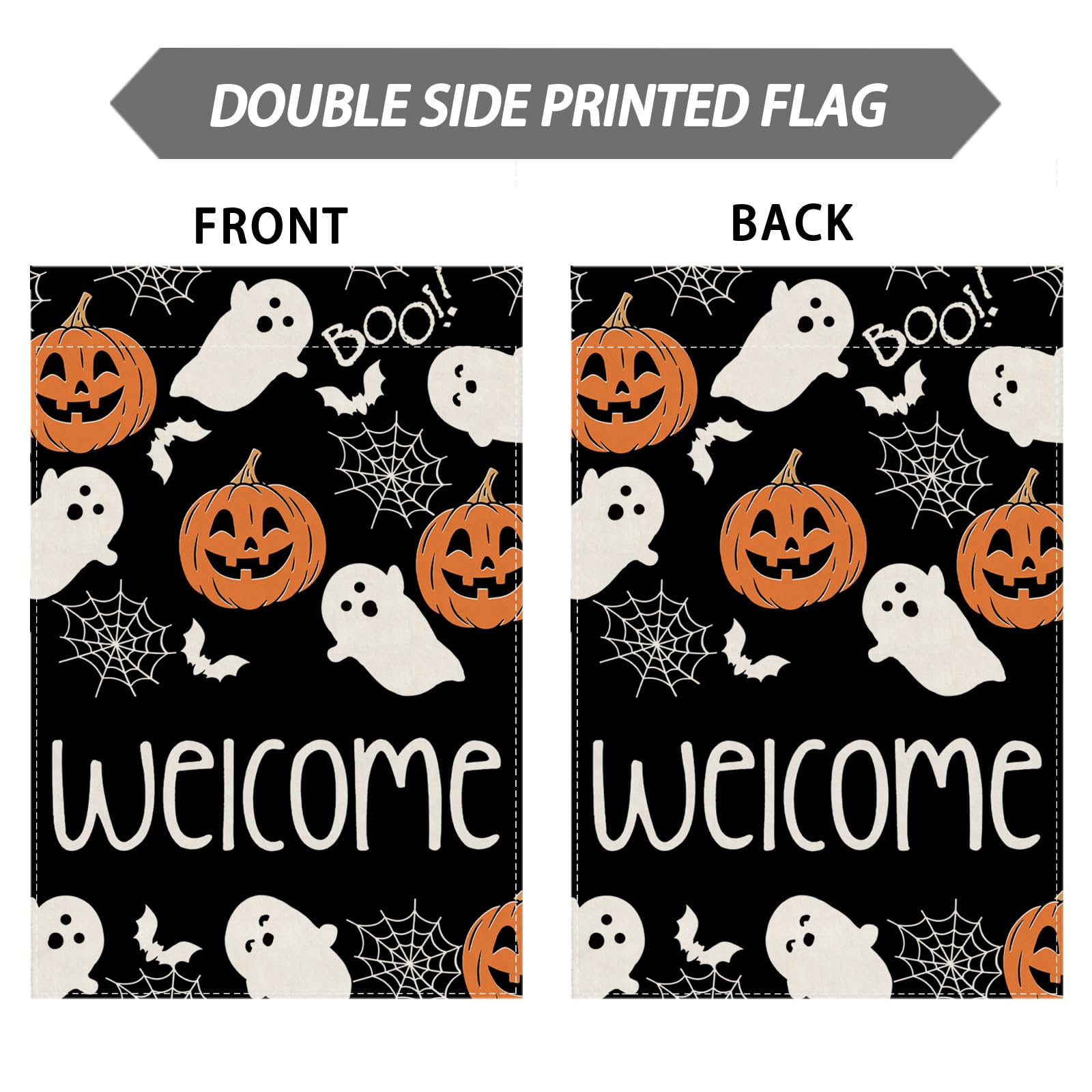 ZAEW Halloween Garden Flag with autumn leaves background