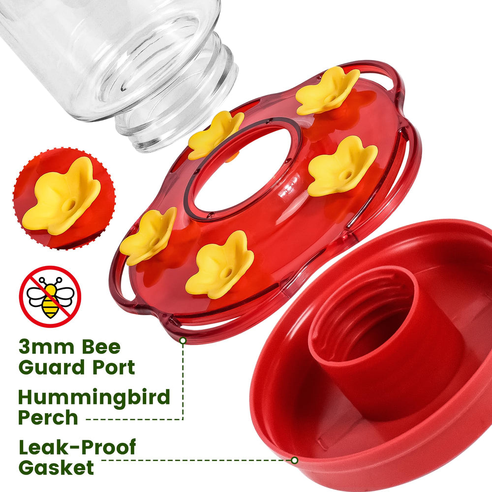 Zamelane Glass Hummingbird Feeder filled with nectar in garden
