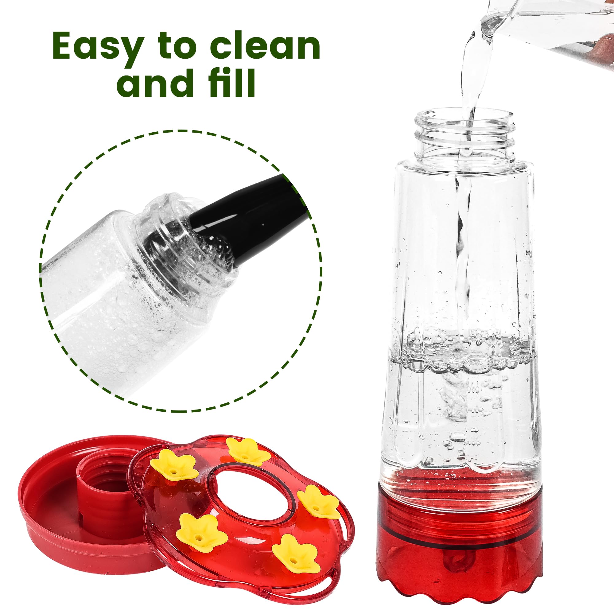 Zamelane hummingbird feeders side view with clear and red design