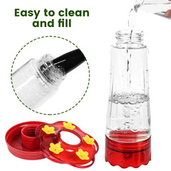 Zamelane hummingbird feeders side view with clear and red design