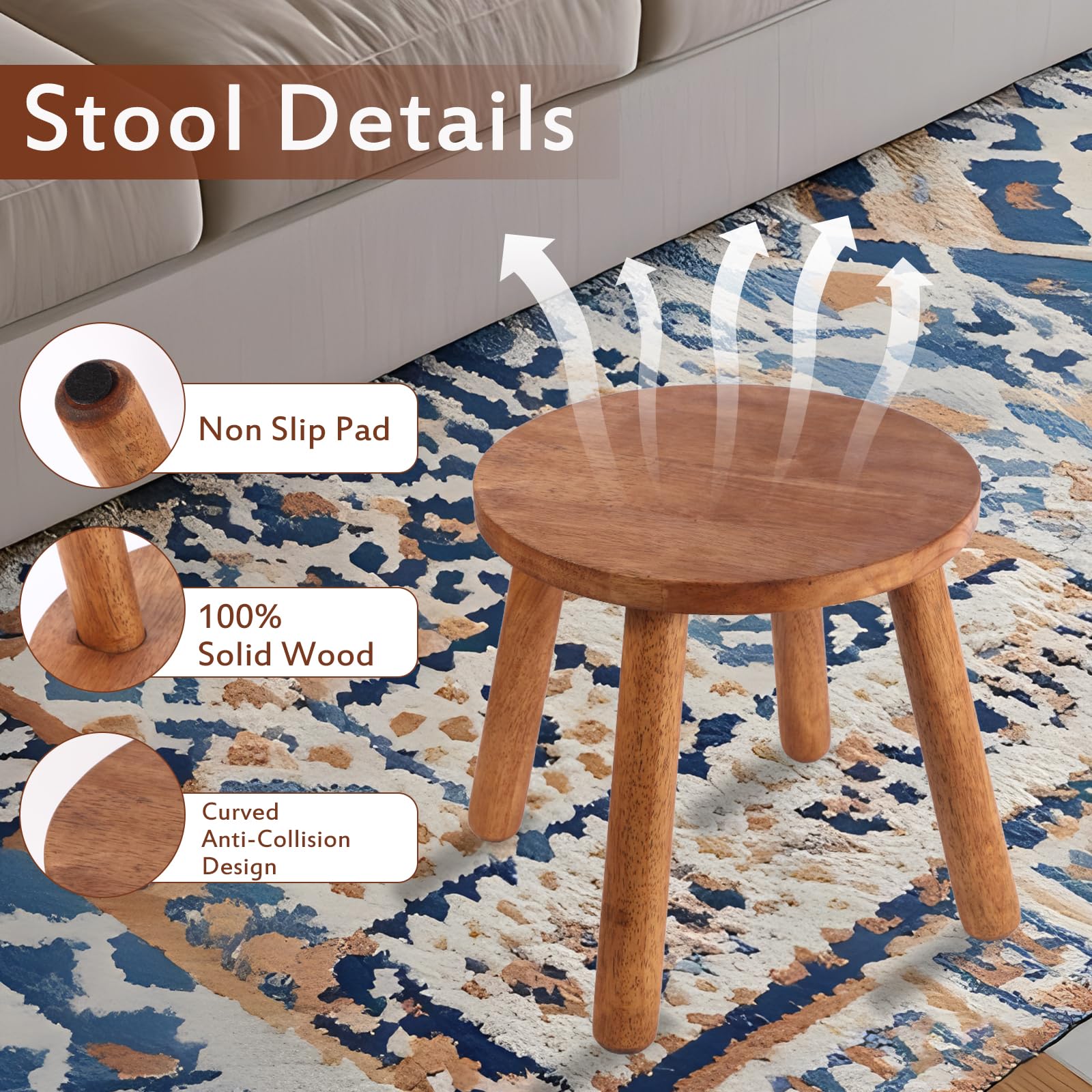 zaowofires Round Solid Wooden Stool assembly instructions
