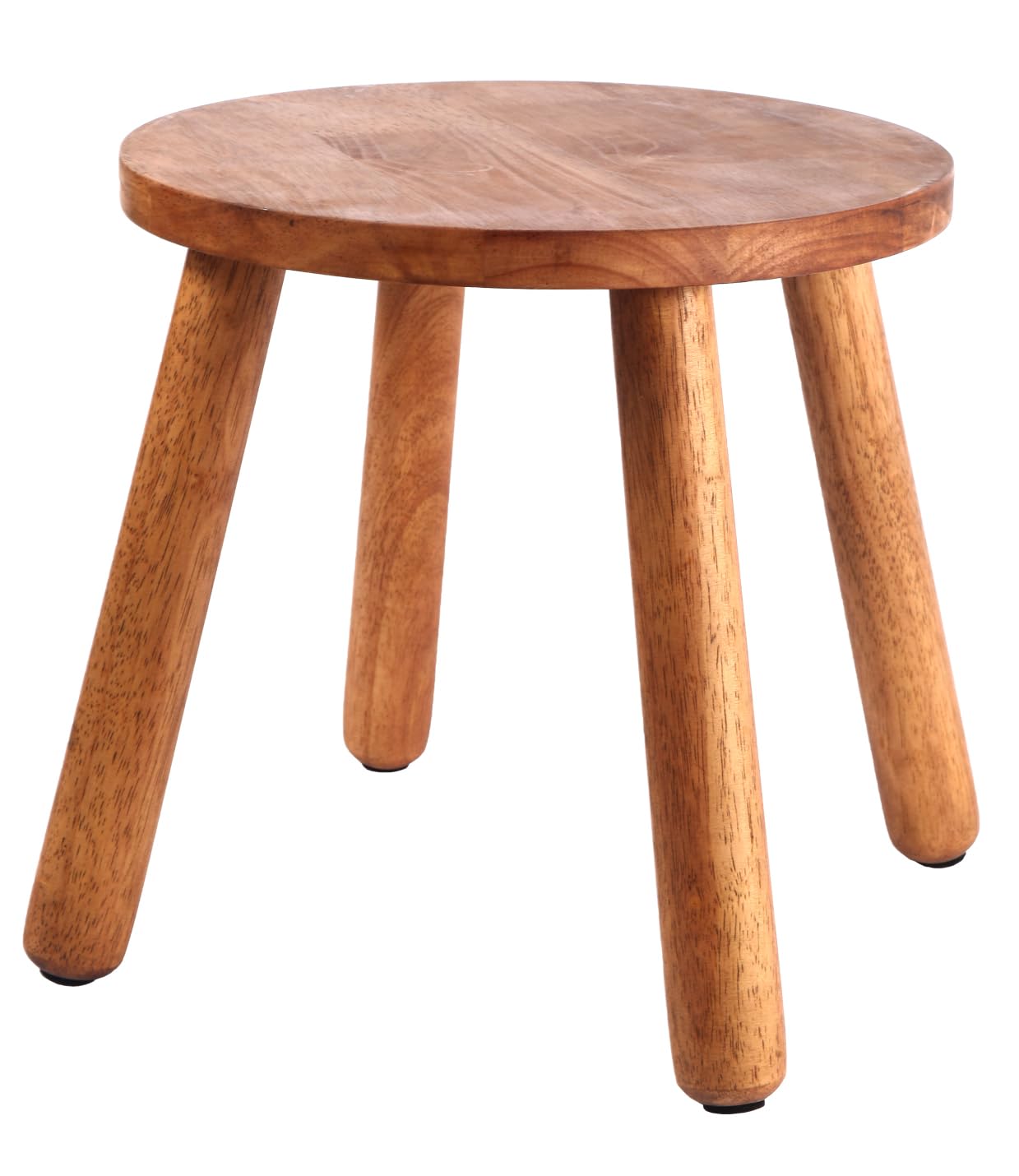zaowofires Round Solid Wooden Stool front view in walnut finish