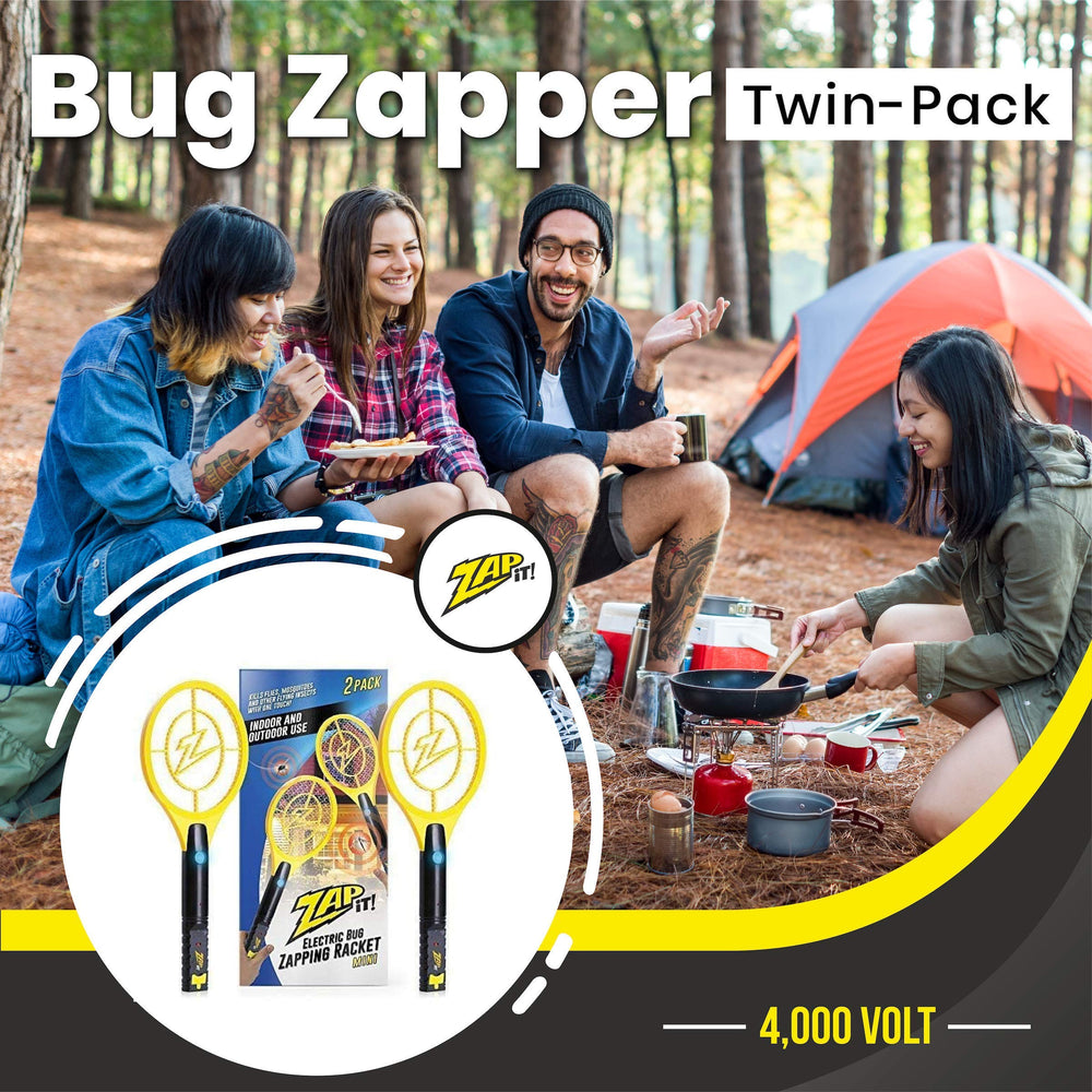 ZAP IT! Electric Fly Swatter Racket with blue light attractant feature