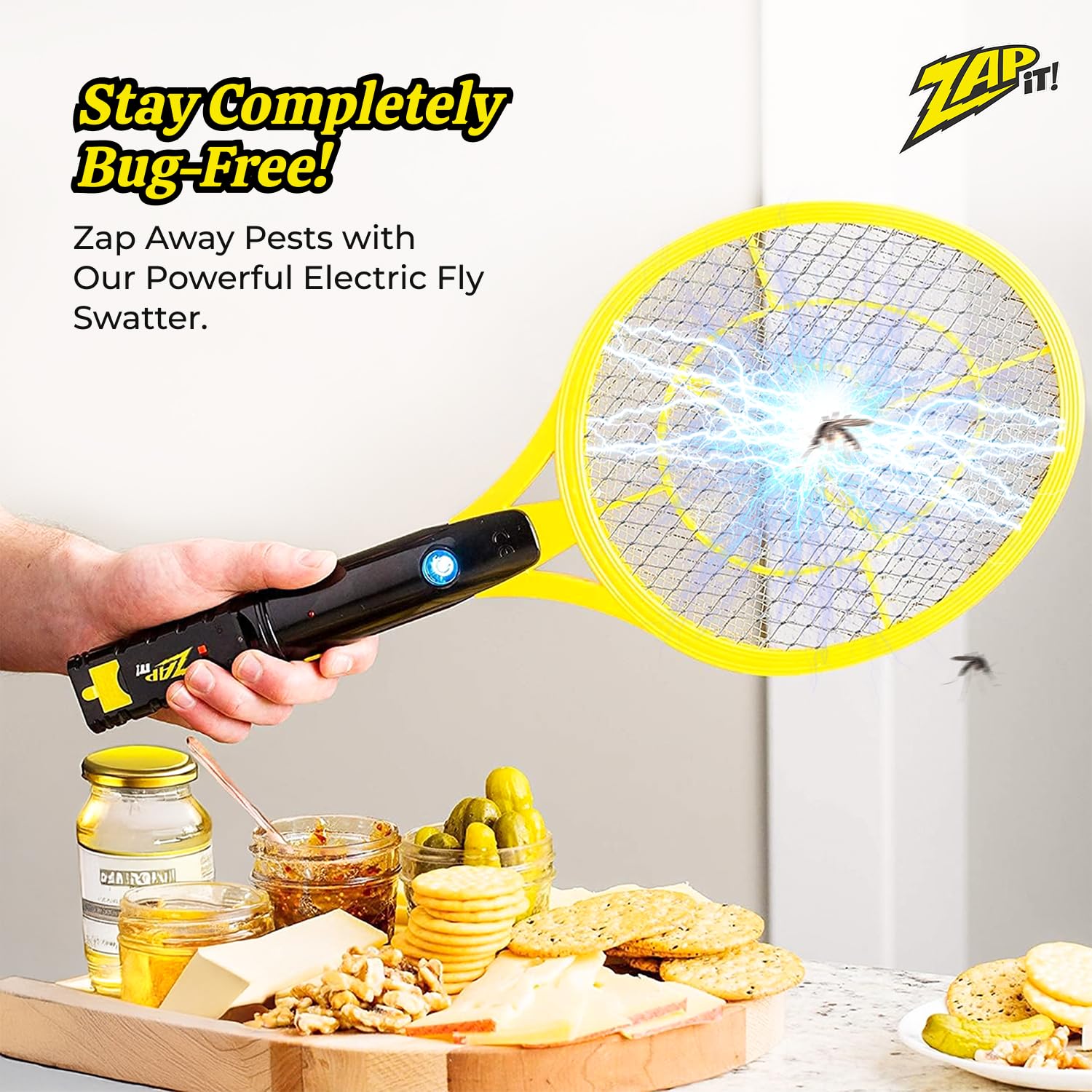 ZAP IT! Fly Swatter Racket with USB charging cable