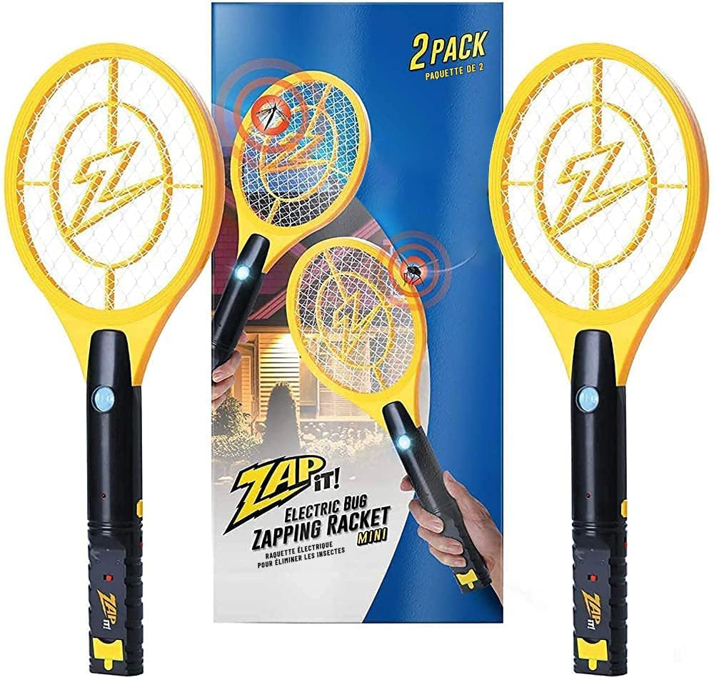 ZAP IT! Rechargeable Electric Fly Swatter Racket front view, yellow