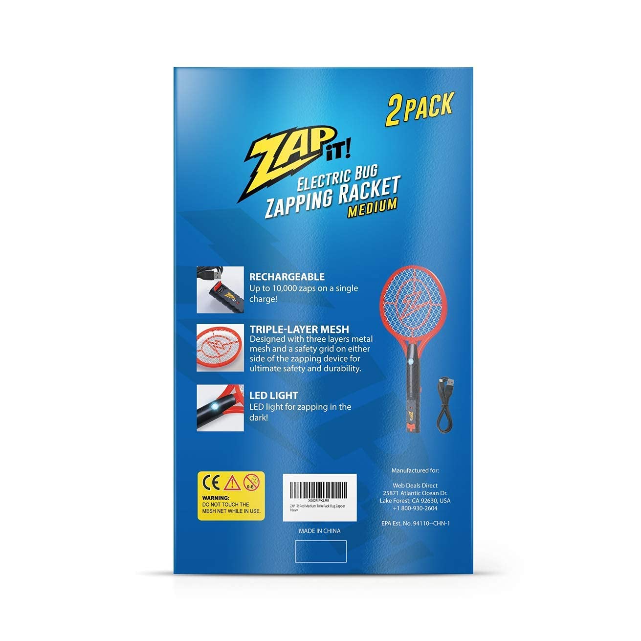 ZAP IT! Rechargeable Electric Fly Swatter Racket in use outdoors