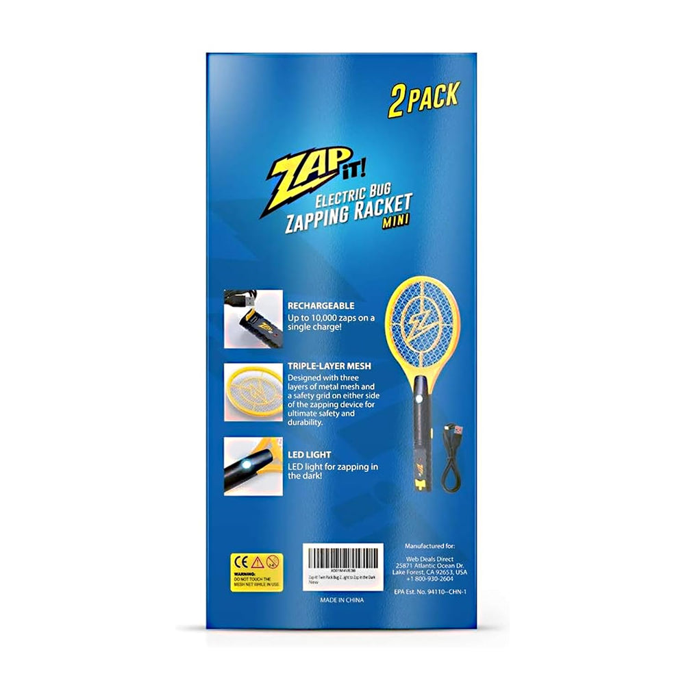 ZAP IT! Rechargeable Electric Fly Swatter Racket packaging