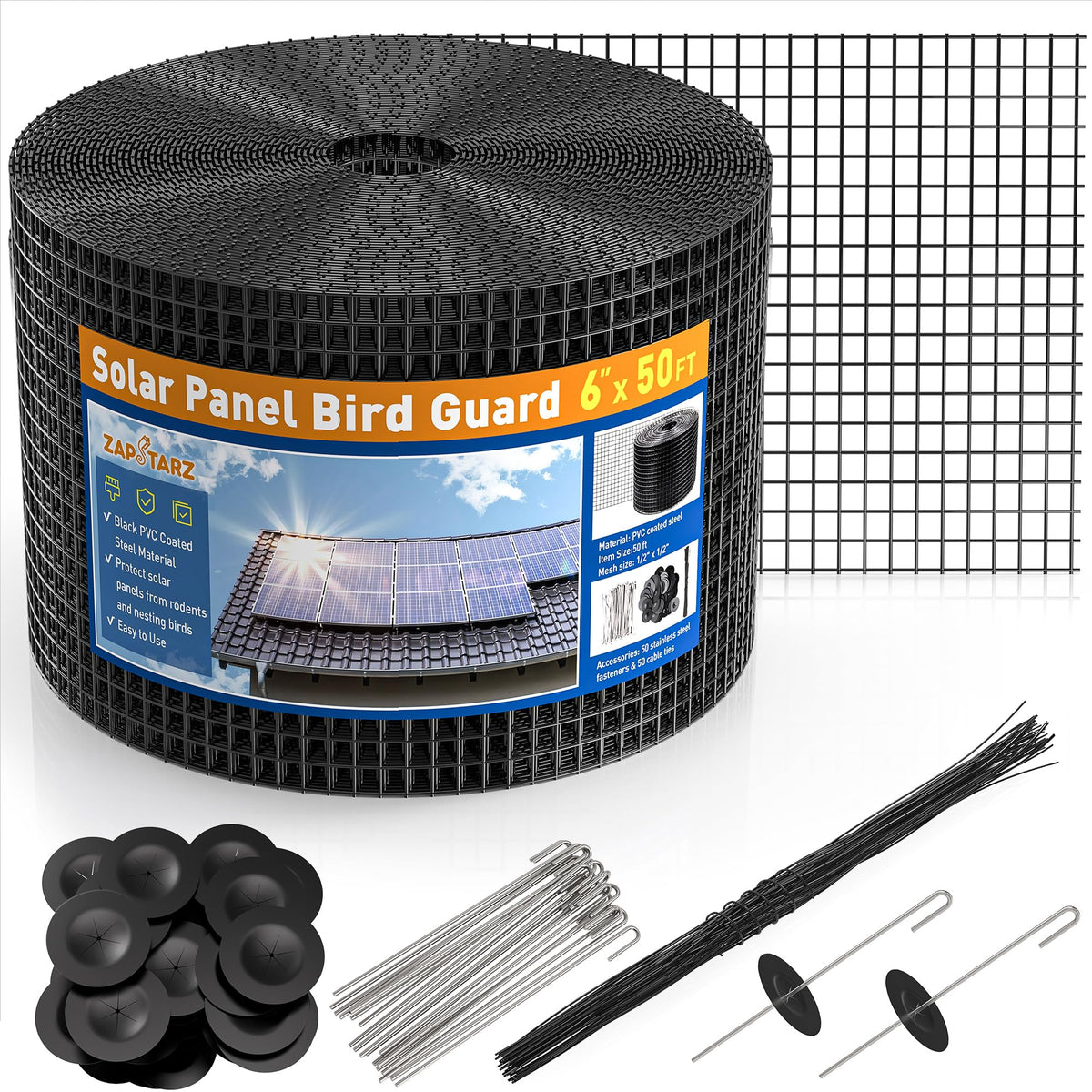 Zapstarz Solar Panel Bird Guard 6in x 50ft front view
