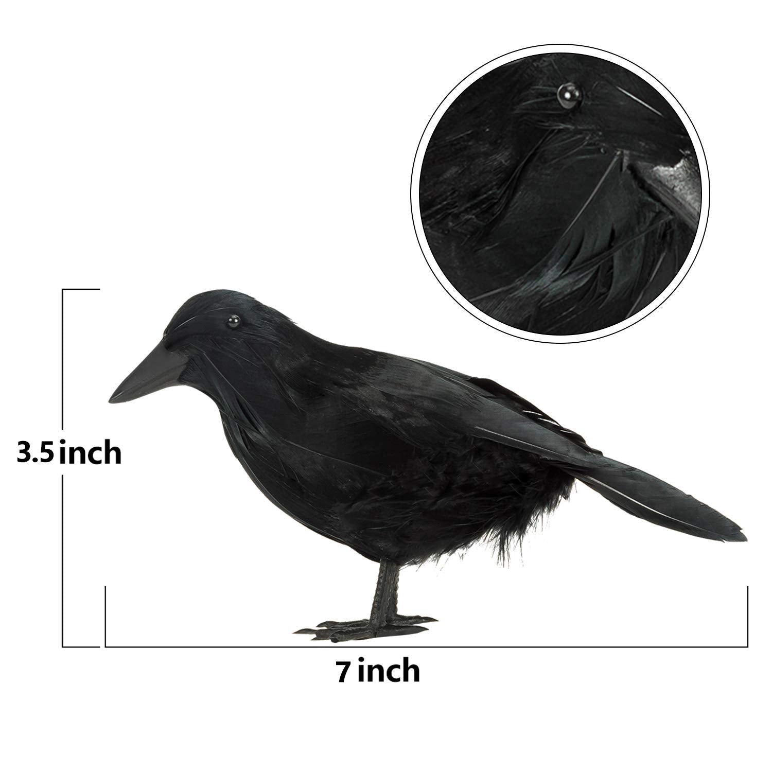ZAUGONTW Halloween Black Crow side view showing bendable feet