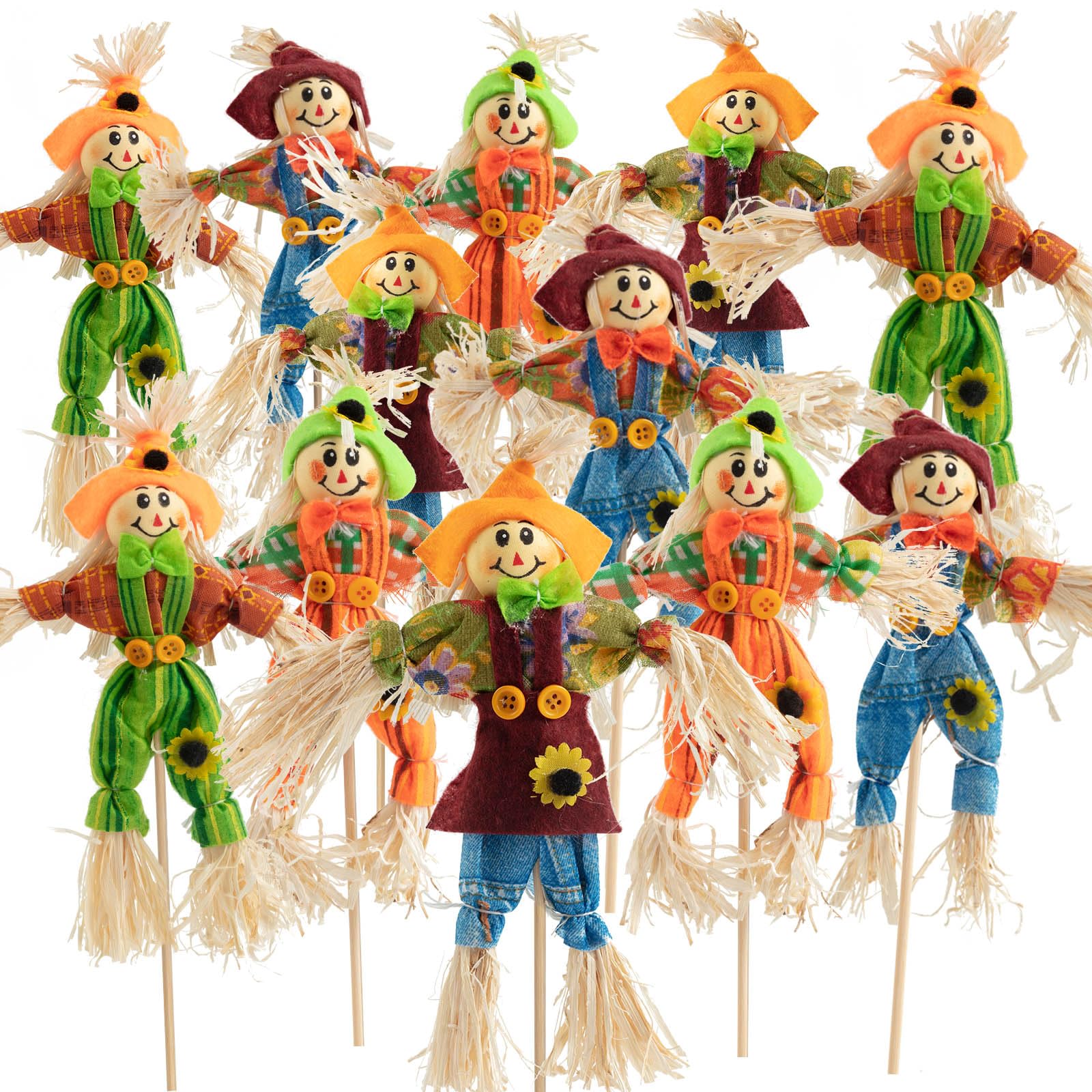 ZAUGONTW Halloween scarecrow decoration, colorful with bowknots