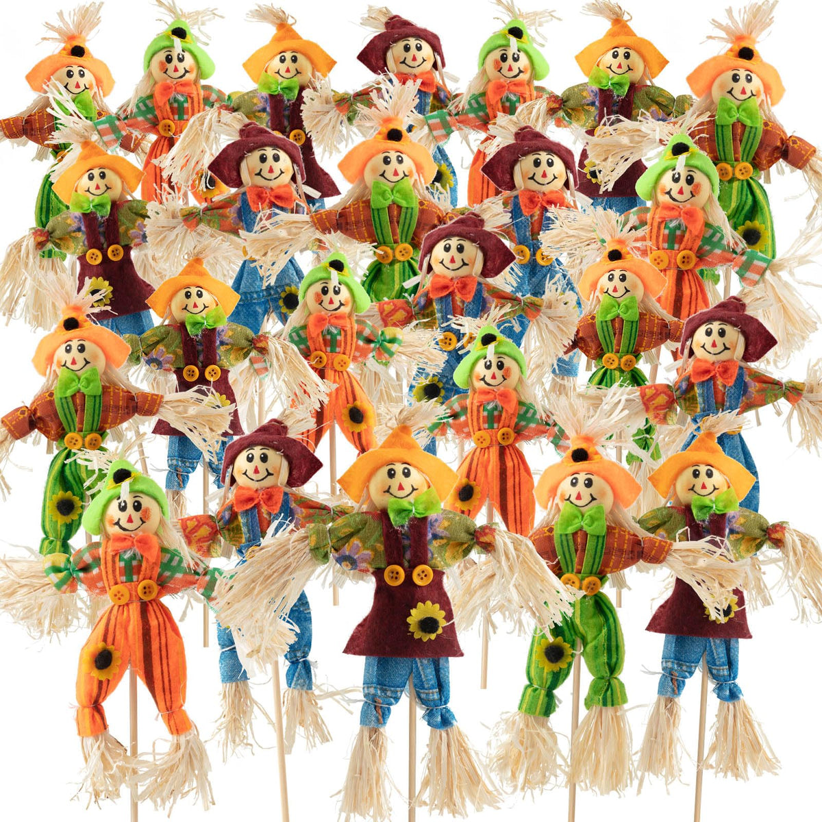 ZAUGONTW Halloween scarecrow decoration in vibrant colours, front view