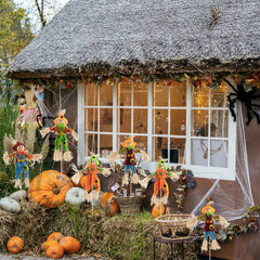 ZAUGONTW scarecrow with bowknot and sunflower detail, side view