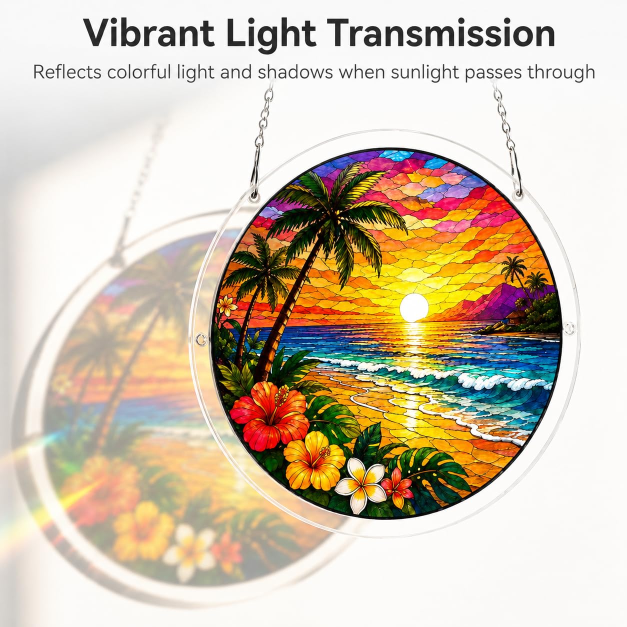 ZAVENIXA Acrylic Jigsaw Puzzle Suncatcher hanging in a bright room