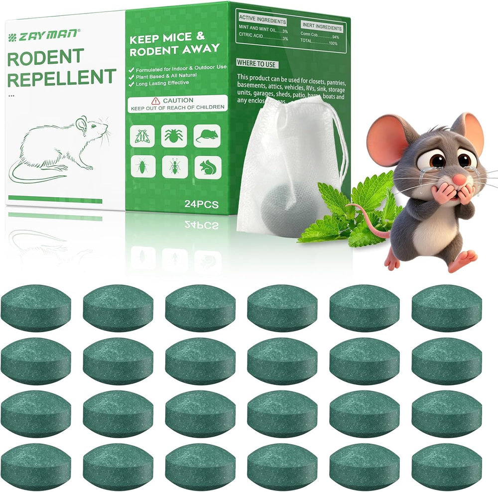ZAYMAN mouse repellent 24 pack peppermint oil front view