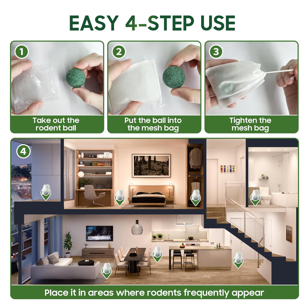 ZAYMAN mouse repellent balls in a kitchen setup