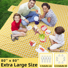 ZAZE picnic blanket folded to a compact size of 15'' x 5''