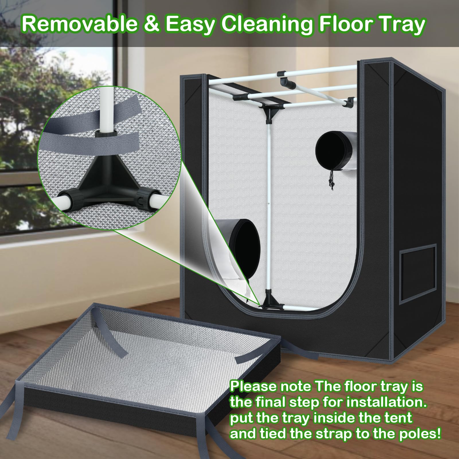 zazzy grow tent displaying heavy-duty zipper and stitching