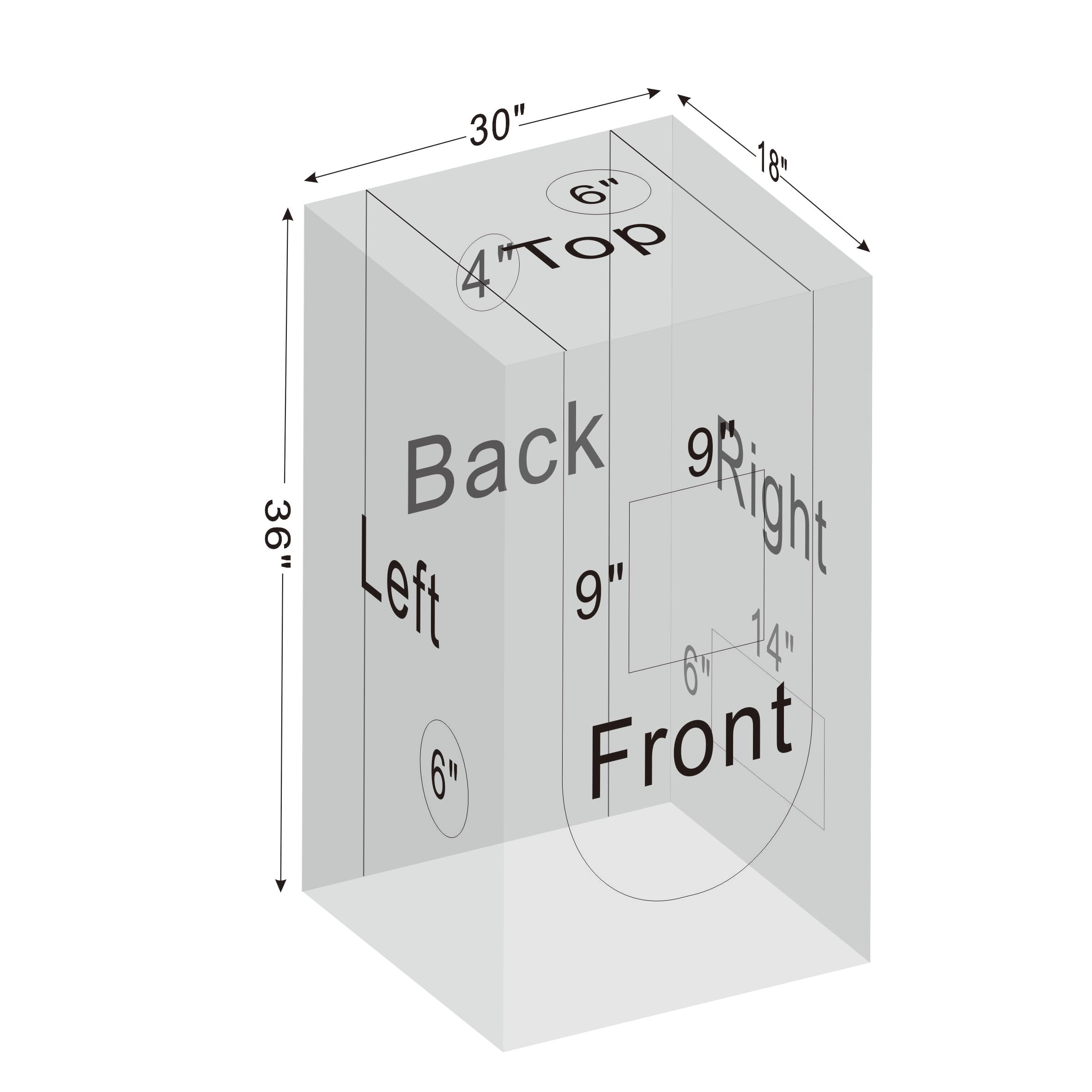 zazzy grow tent showing external dimensions and black finish