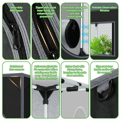 zazzy grow tent with multiple vents and adjustable connectors