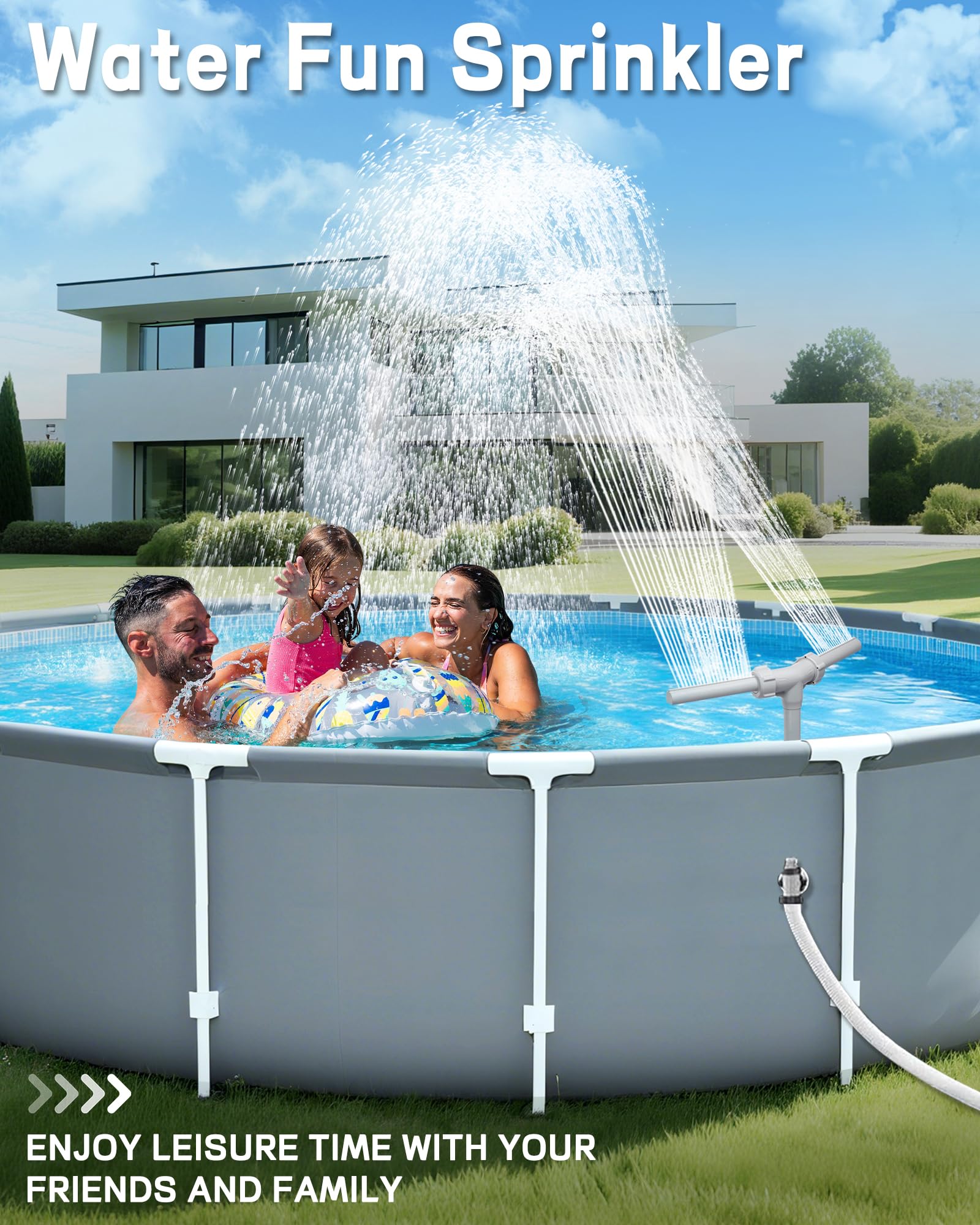 ZCONIEY Pool Fountain dual-sprayer waterfall in action