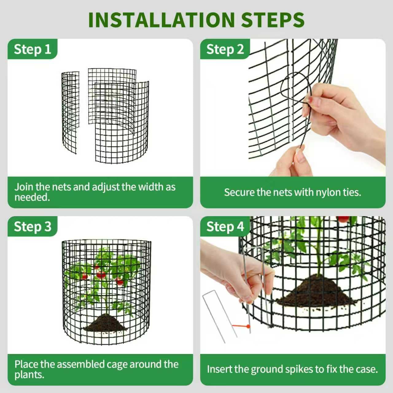 ZEAZEA Plant Protector Cage showing metal stakes and mesh panels