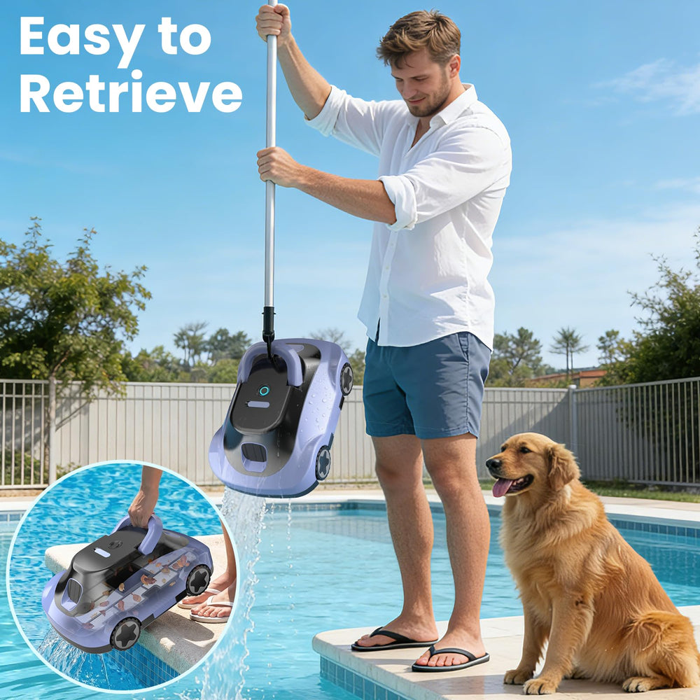 zebary Cordless Robotic Pool Cleaner showcasing its grey-purple colour