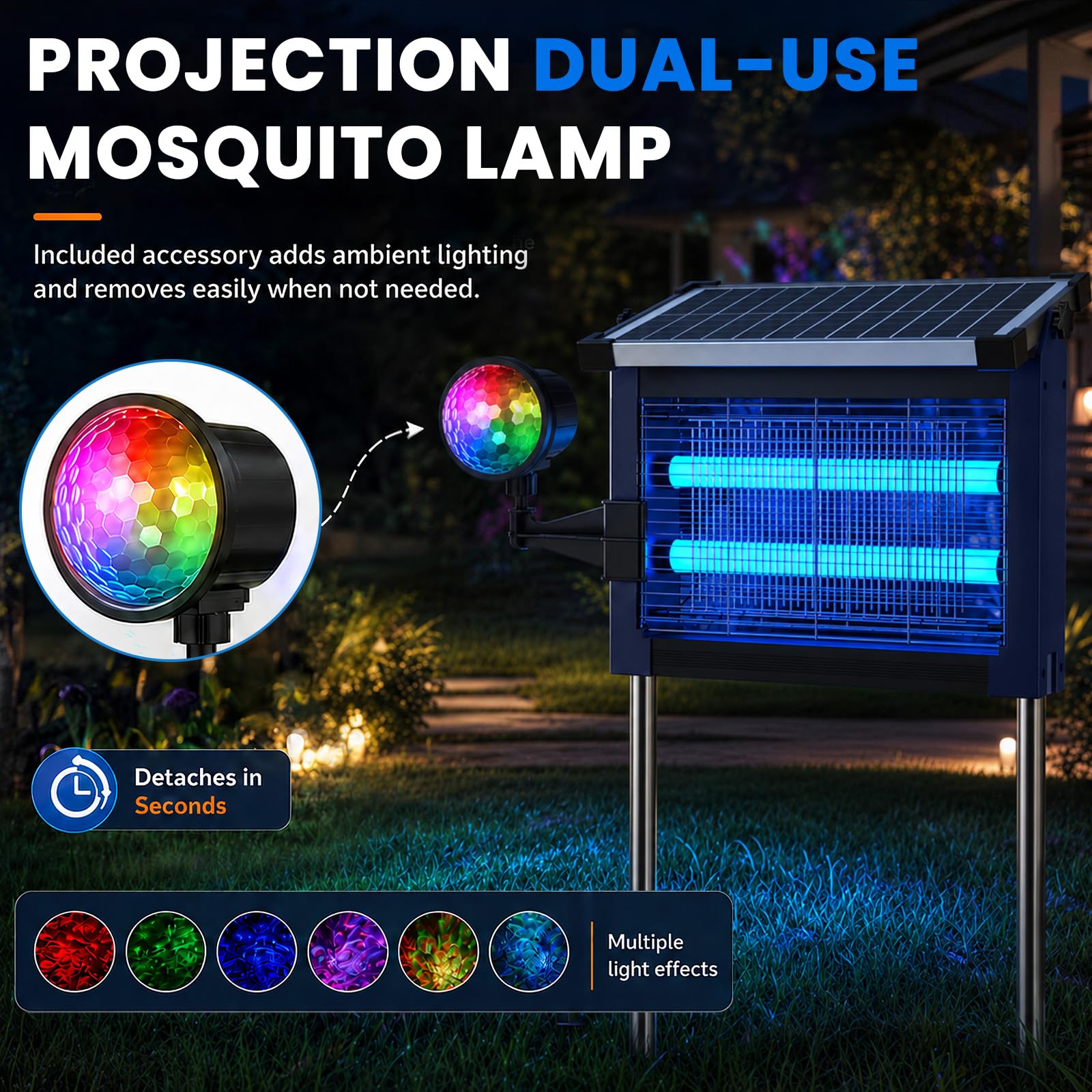Zechuan 2-in-1 Solar Bug Zapper packaging overview