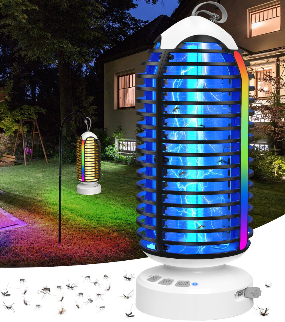 zechuan Bug Zapper Outdoor with colorful lighting, front view