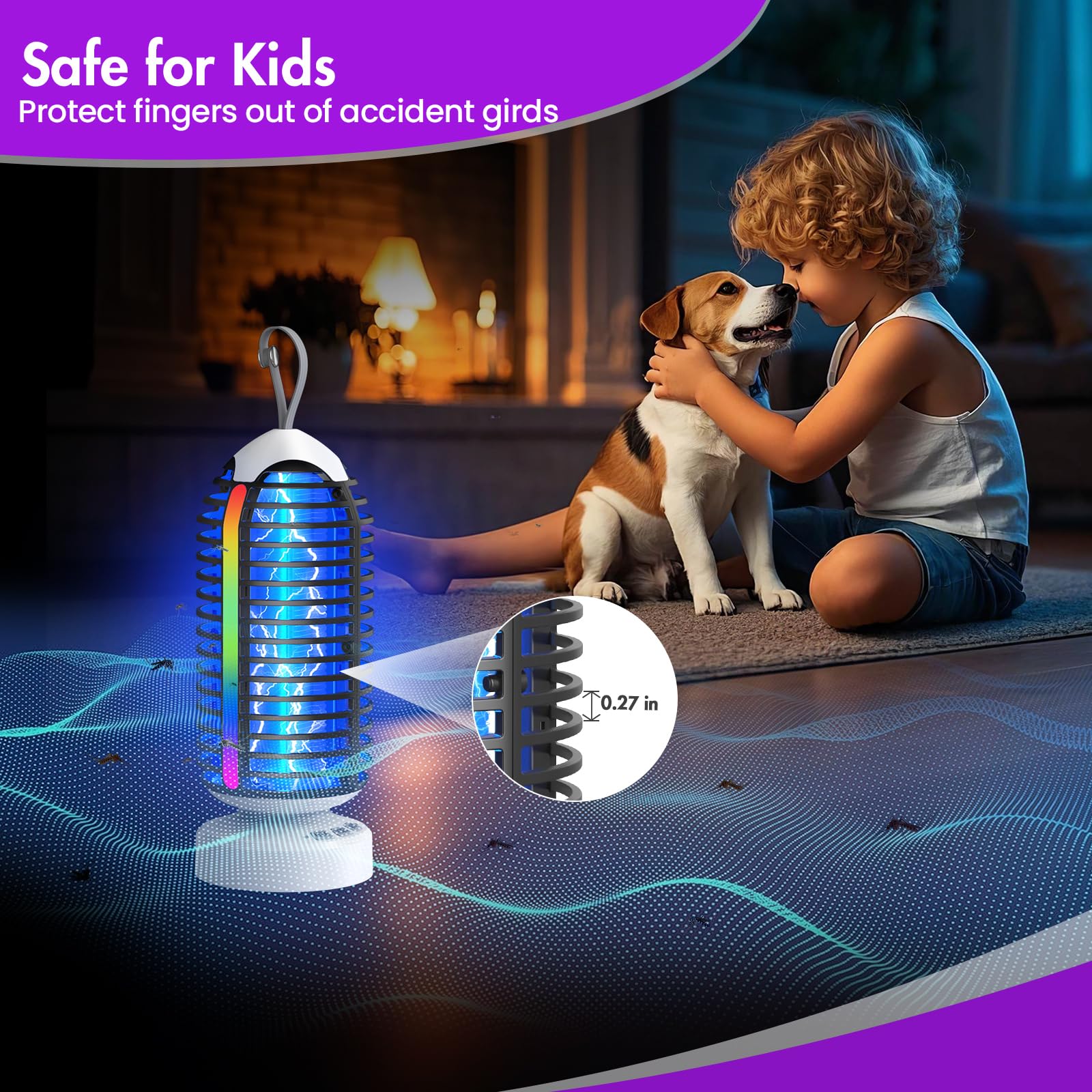 zechuan bug zapper with warm white light in use